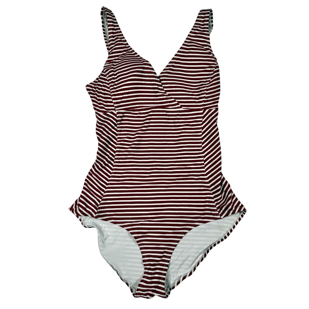 Niptuck Bathing Suit One‎ Piece Multi Fit Cup 8 Red White Striped Boho Feminine